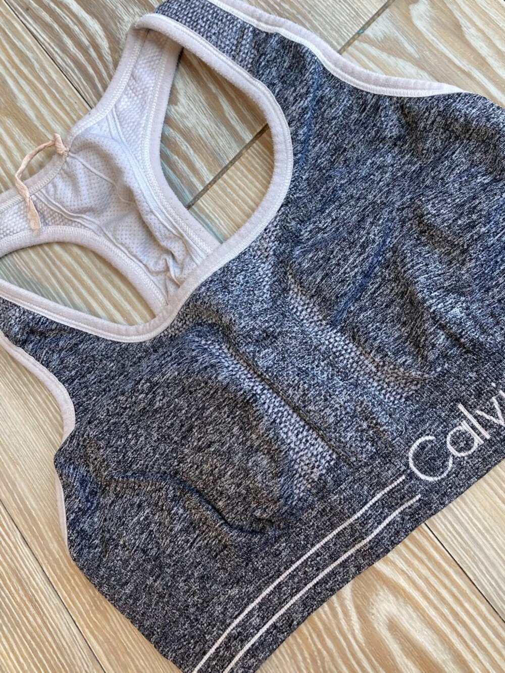 Calvin Klein Sports Bras Heather Gray & White Reversible Size Small (No Cups)